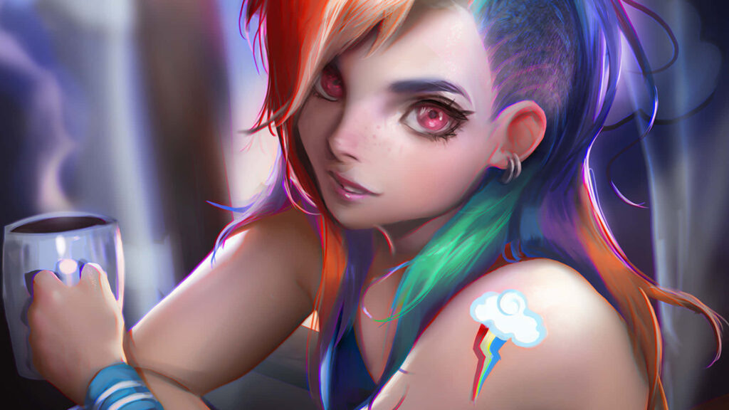 Vibrant Anime Wallpaper: Colorful Character with Unique Aesthetic