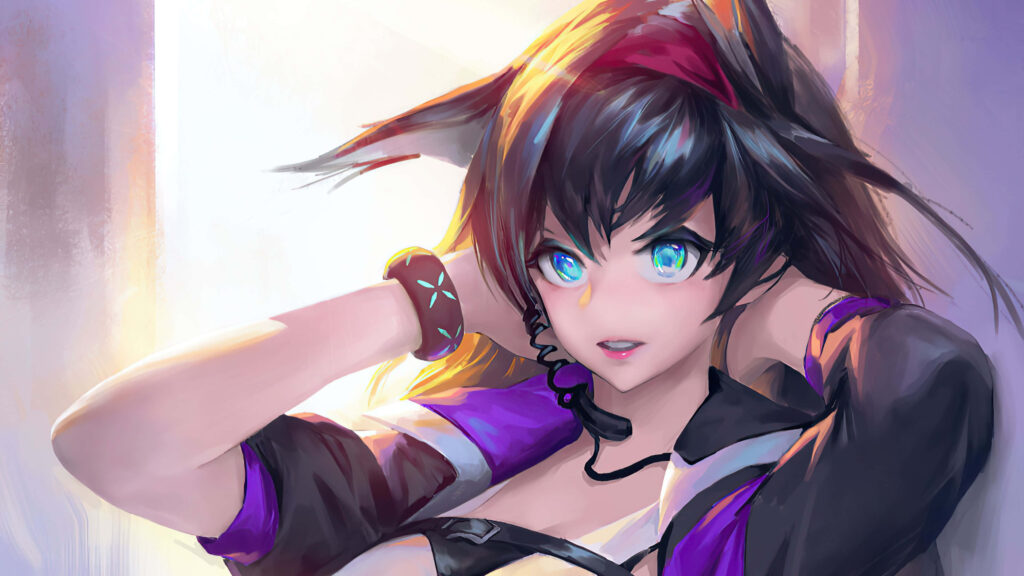 Vibrant Anime Wallpaper: Captivating Girl with Multicolored Eyes