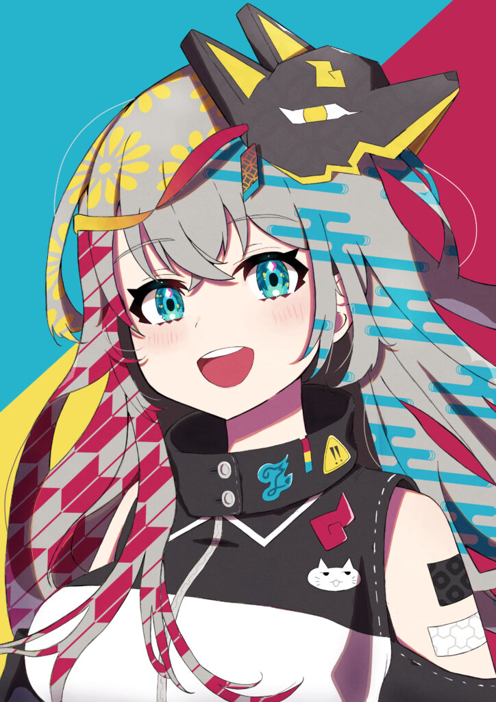 Vibrant Anime Wallpaper: Cheerful Girl with Colorful Animal Mask