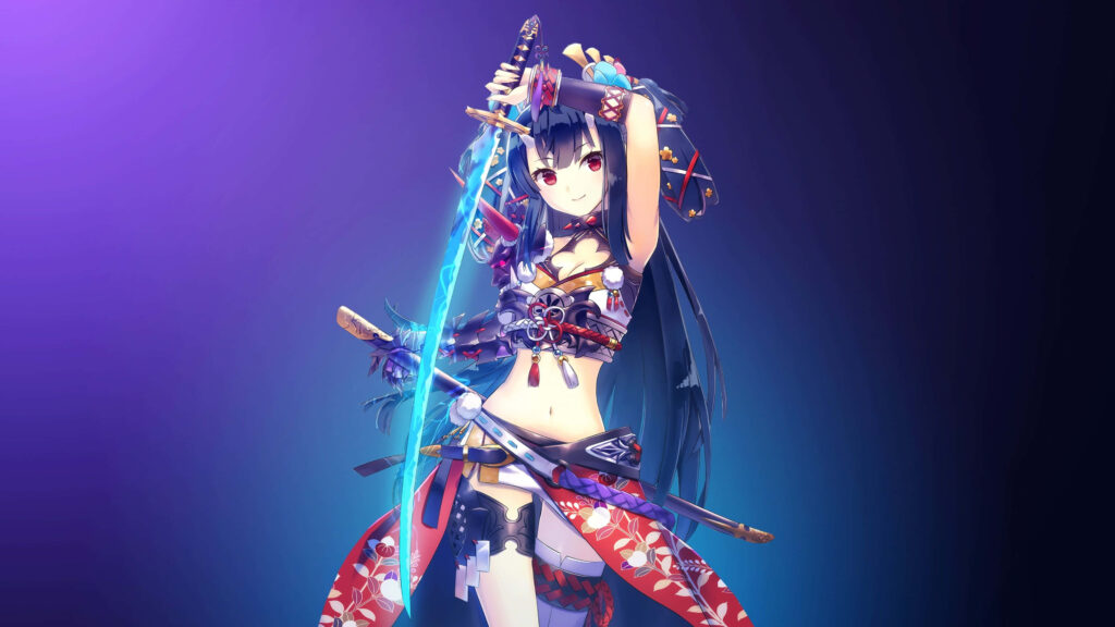 Vibrant Anime Wallpaper: Confident Sword-Wielder with Blue Energy