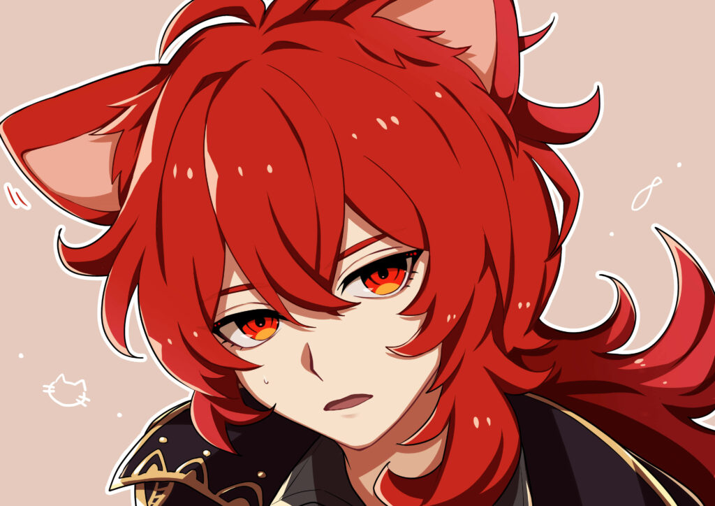 Vibrant Anime Wallpaper: Cute Character with Red Hair & Cat Ears