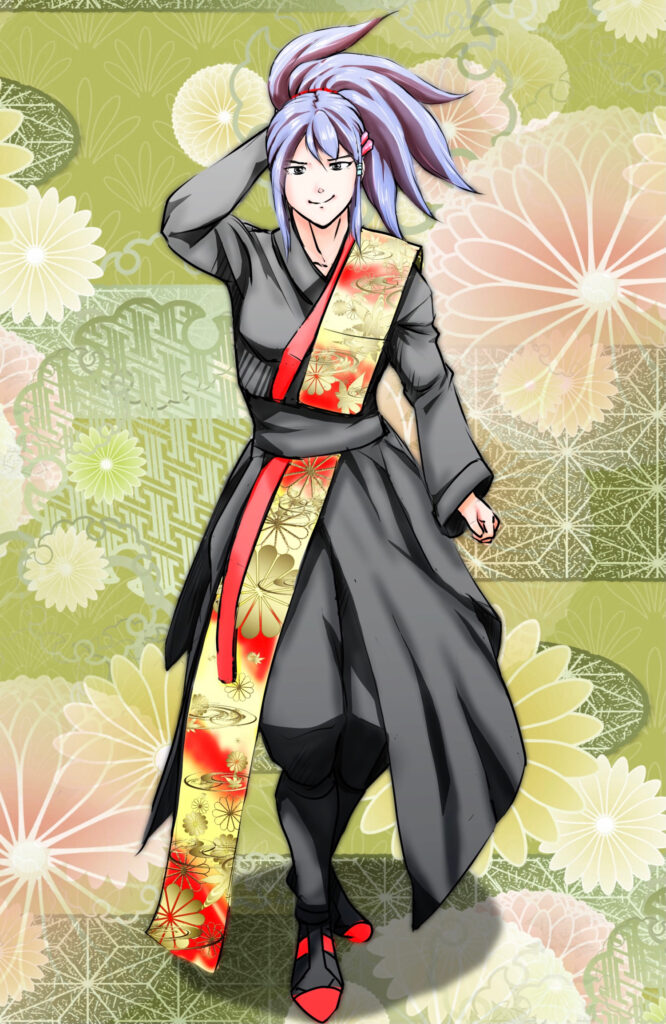 Vibrant Anime Kimono Wallpaper with Floral Patterns & Japanese Motifs