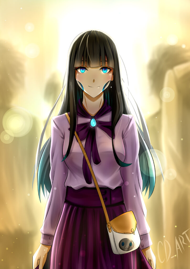 Vibrant Cyborg Girl Wallpaper: Anime Art with Technology & Color