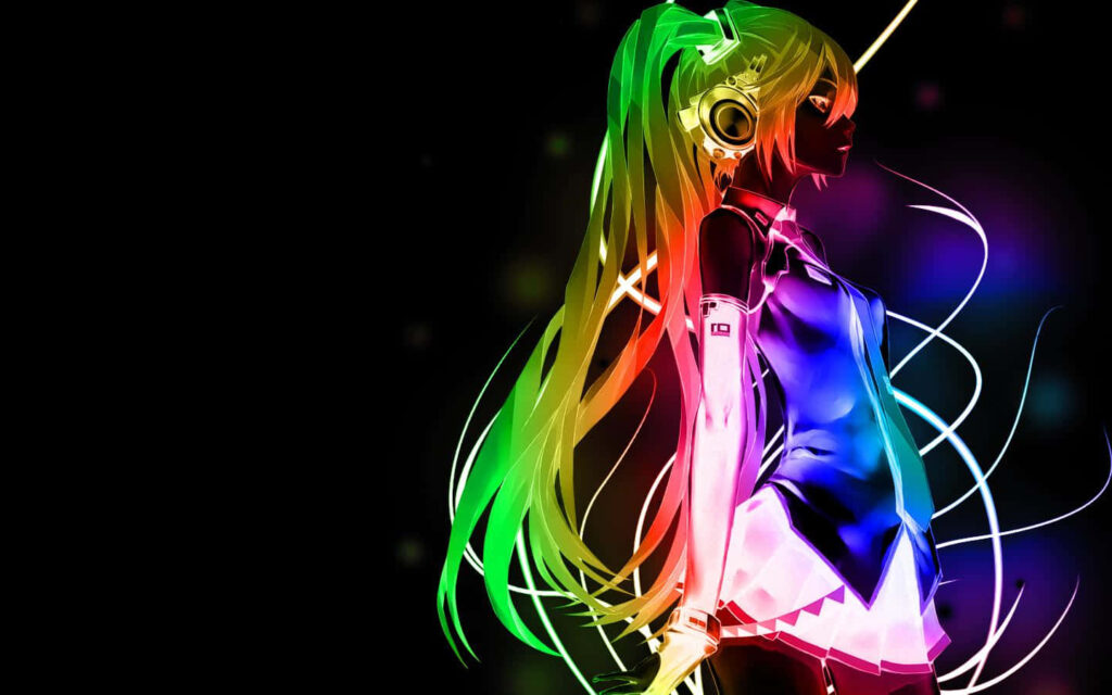 Vibrant Anime Wallpaper: Futuristic Character with Colorful Lights