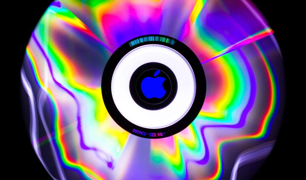 Vibrant Apple Logo CD Wallpaper - 2440x1440 Colorful Background