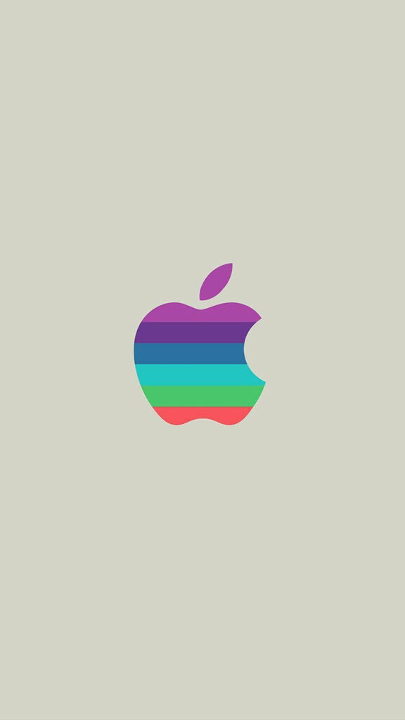 Vibrant Apple Logo Wallpaper Pops on Gray Background - Unique iPhone Background Image