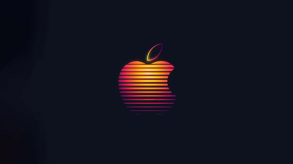 Vibrant Apple Logo Wallpaper with Colorful Stripes & Gradient Background