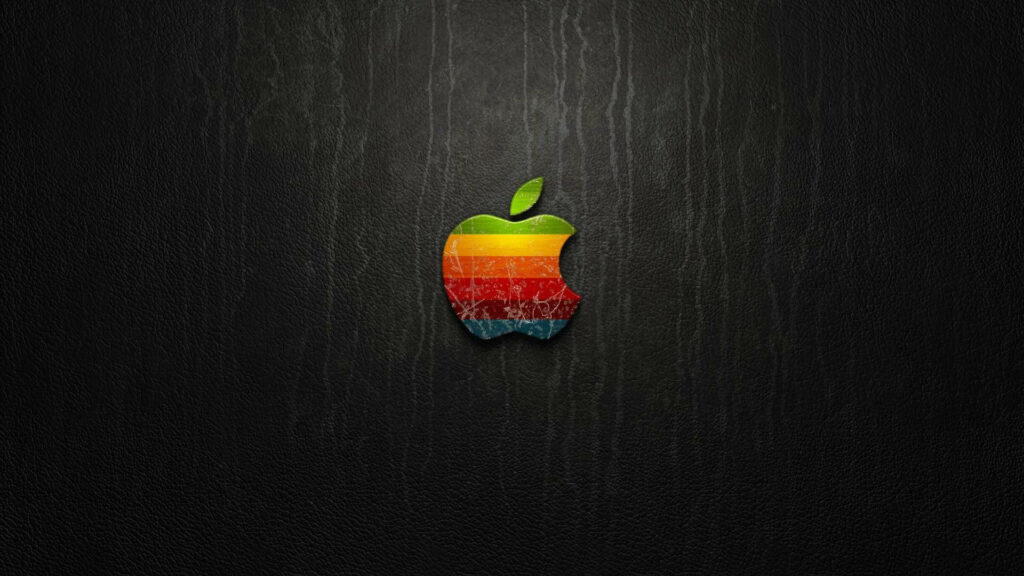 Vibrant Apple iPhone Logo Shines in Sleek Black Desktop Décor Wallpaper