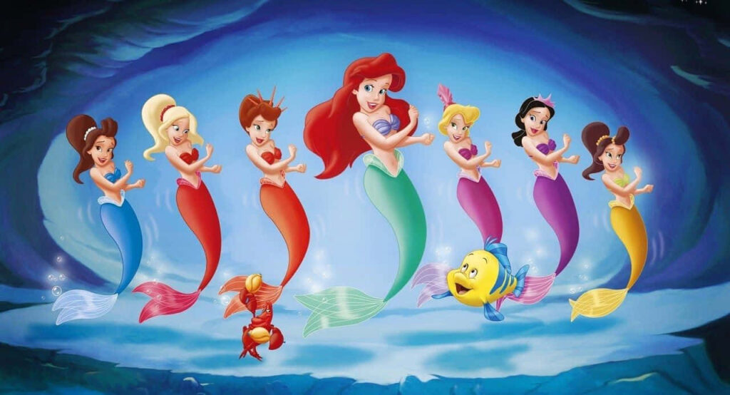 Vibrant Little Mermaid Wallpaper: Ariel, Sisters, Sebastian & Flounder