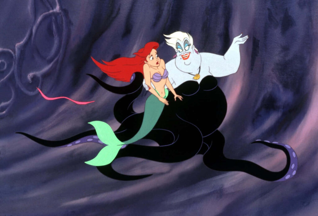 Ariel & Ursula Underwater: Vibrant Disney Wallpaper Background