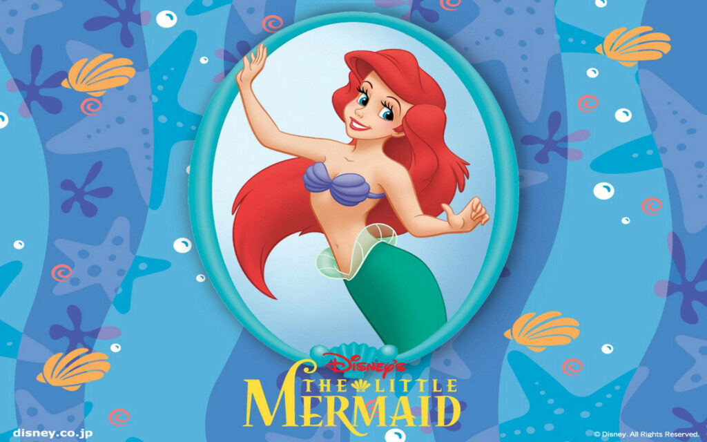 Ariel from The Little Mermaid: Vibrant Oval Wallpaper Background