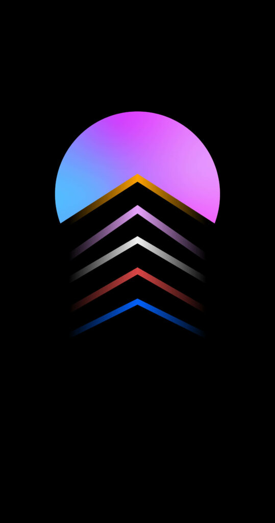 Vibrant Arrowheads: A Striking Google Pixel 4k Wallpaper with a Pink Semi-circle Accent.