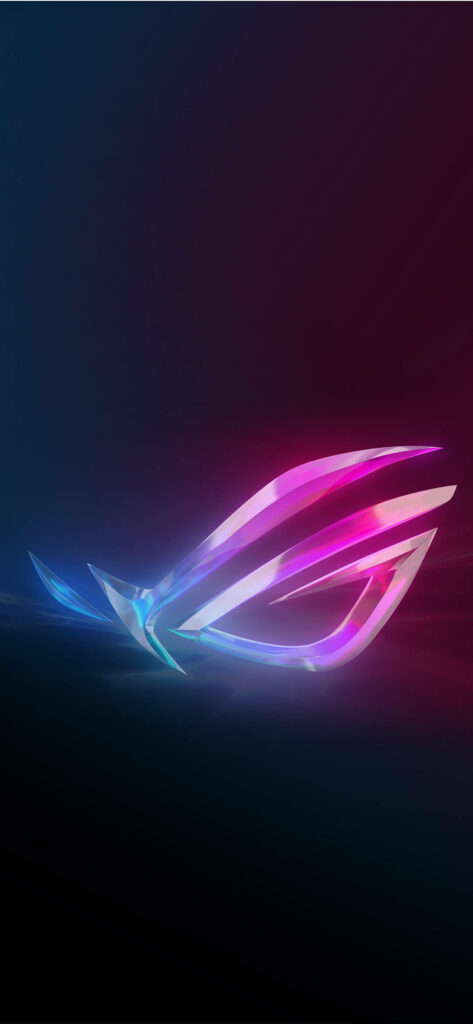Asus ROG wallpaper with glowing purple and blue logo on dark background for ROG Phone