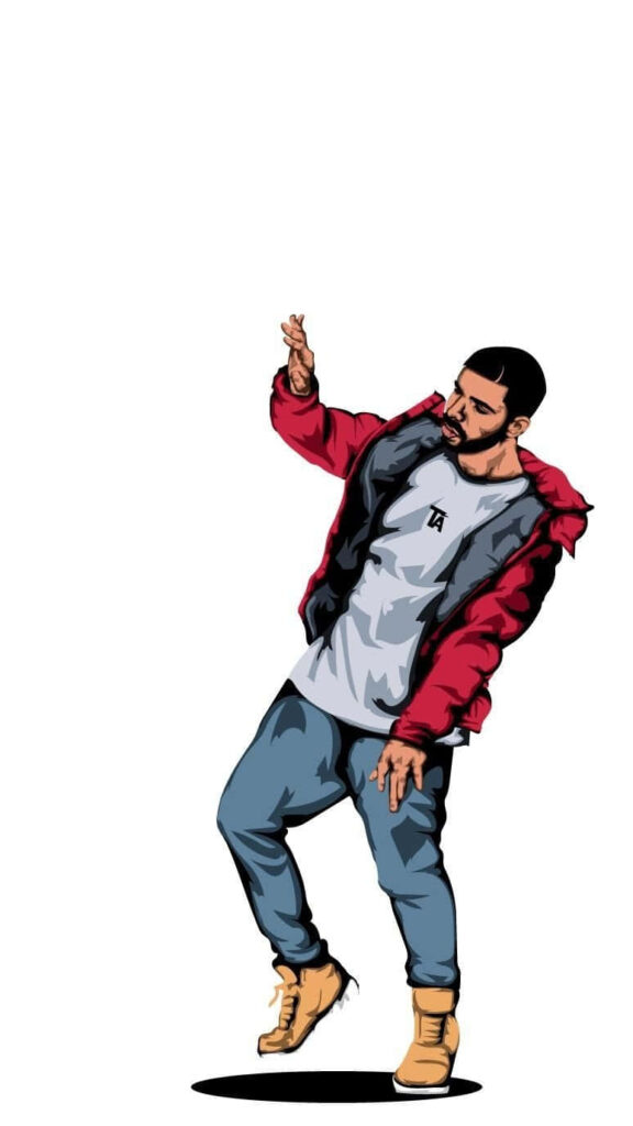 Vibrant Cartoon Wallpaper of Drake in Casual Style | Minimalist Background