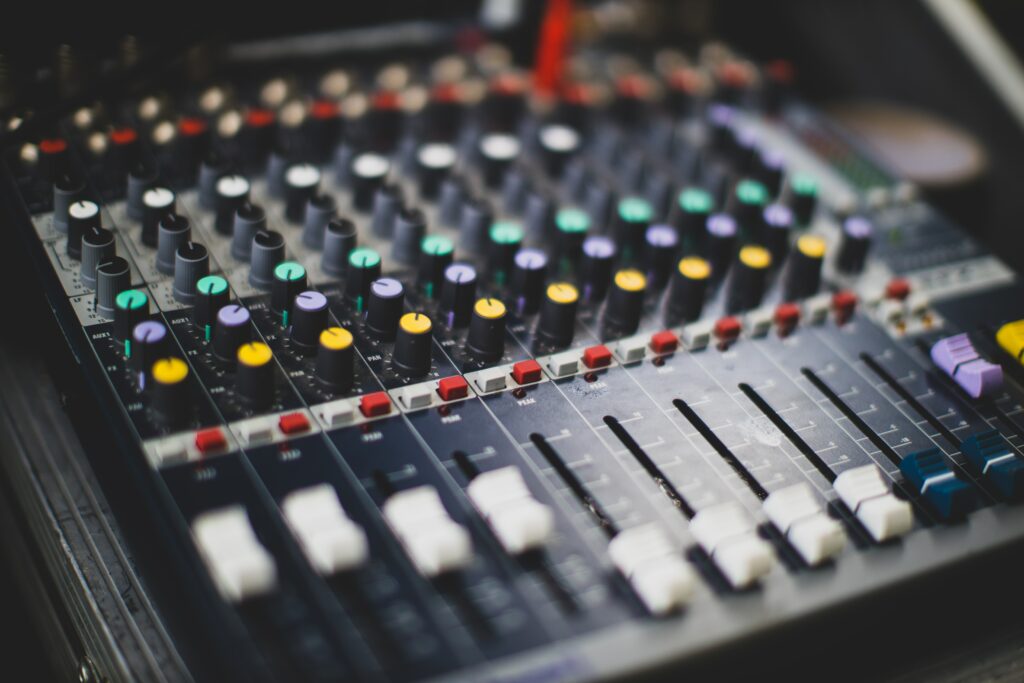Vibrant Audio Mixer Wallpaper for Music Production & DJ Setups
