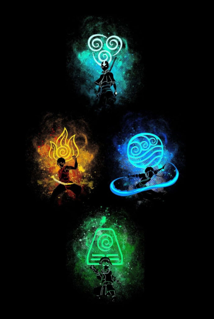 Dynamic Avatar State Wallpaper: Aang Mastering All Four Elements