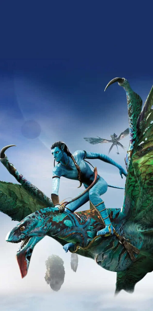 Vibrant Avatar Wallpaper: Na'vi Riding Majestic Flying Mount