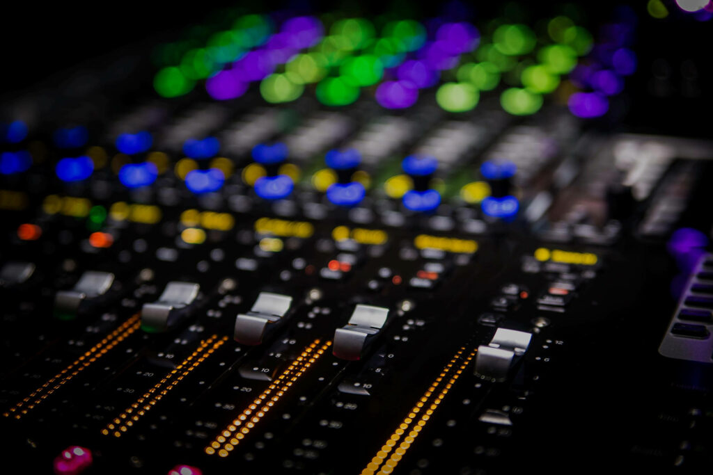 Vibrant Avid 6S Mixing Console Wallpaper for Music Production