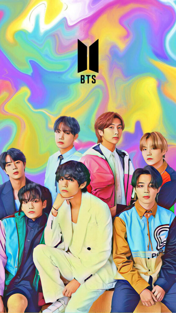 BTS Harmonizing Hues: A Vibrant Marble Canvas for Group Aesthetic Wallpaper