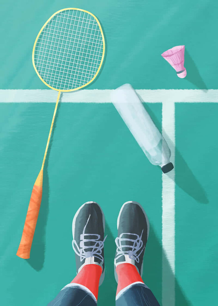 Player's View Badminton Court Wallpaper: Racket, Shuttlecock & More