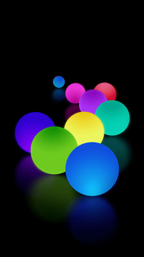 Reflective Neon Ball Wallpaper for Dark Aesthetic Phone Background