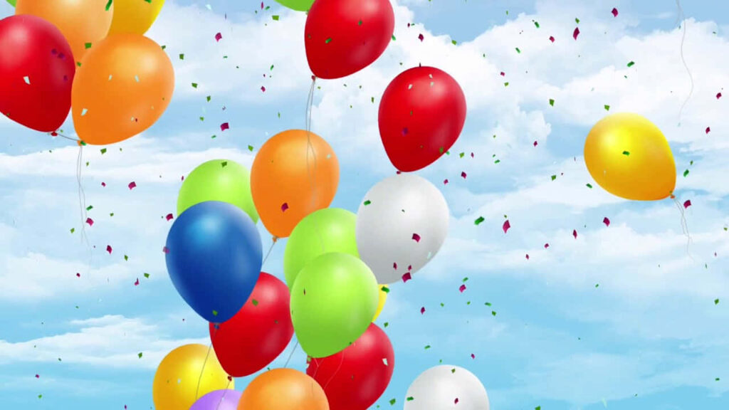 Colorful Balloons Against Blue Sky - Festive Wallpaper Background