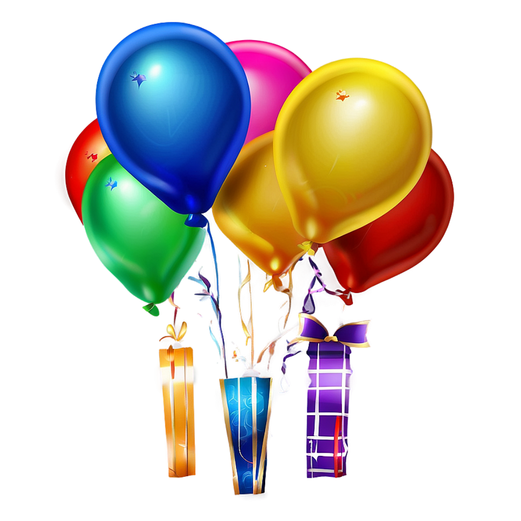 Festive Colorful Balloon Wallpaper with Gift Boxes for Birthdays