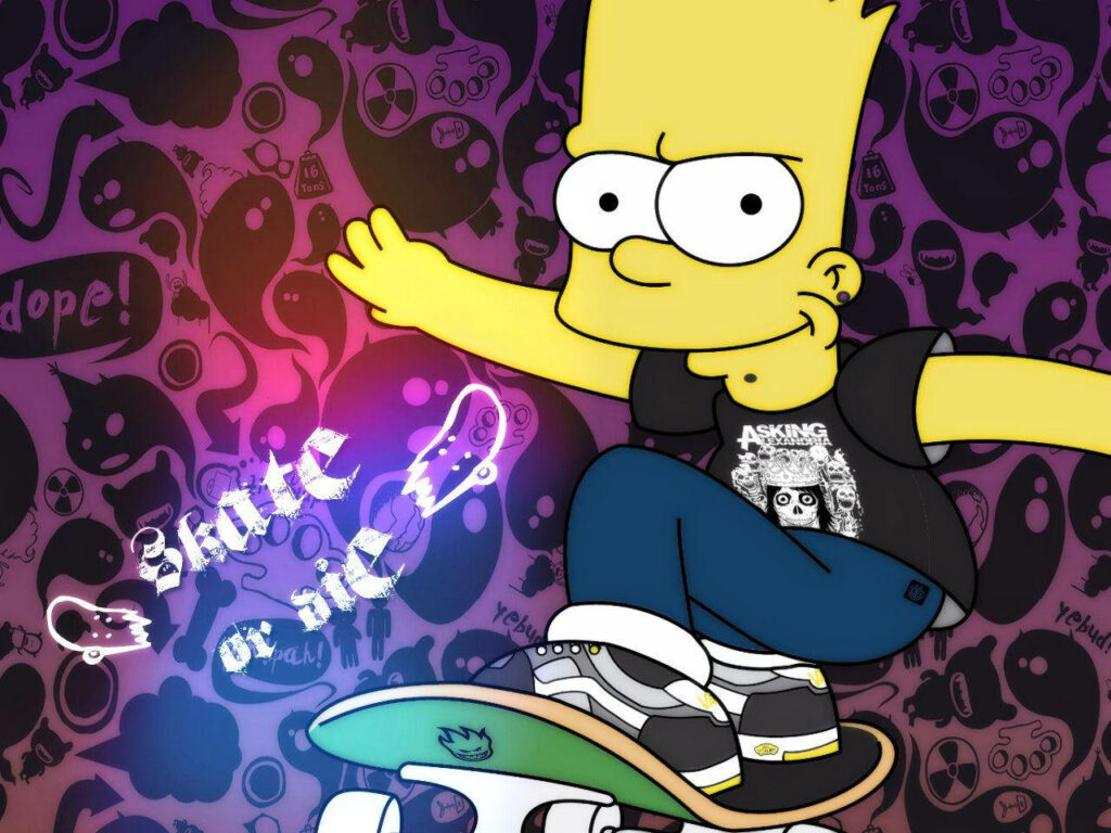 Vibrant Bart Simpson Skateboarding Graffiti Wallpaper Background