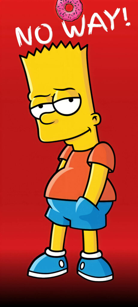 Vibrant Bart Simpson Wallpaper - Bold Red Background & 'No Way!' Quote