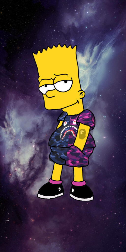 Cosmic Bart Simpson Wallpaper: Vibrant Style in Space Background