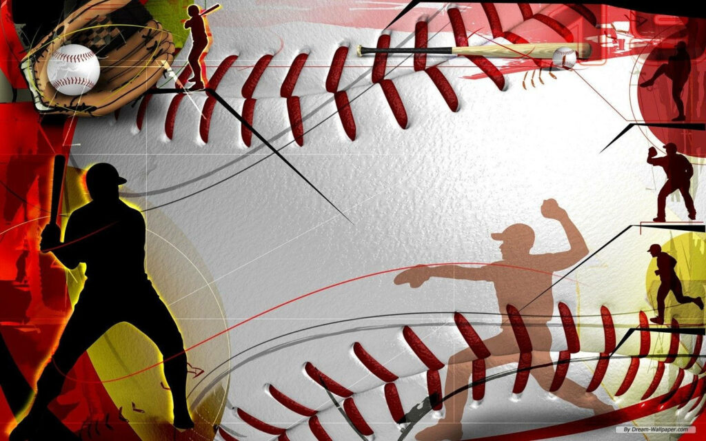 Vibrant Baseball Wallpaper: Dynamic Silhouettes & Artistic Design