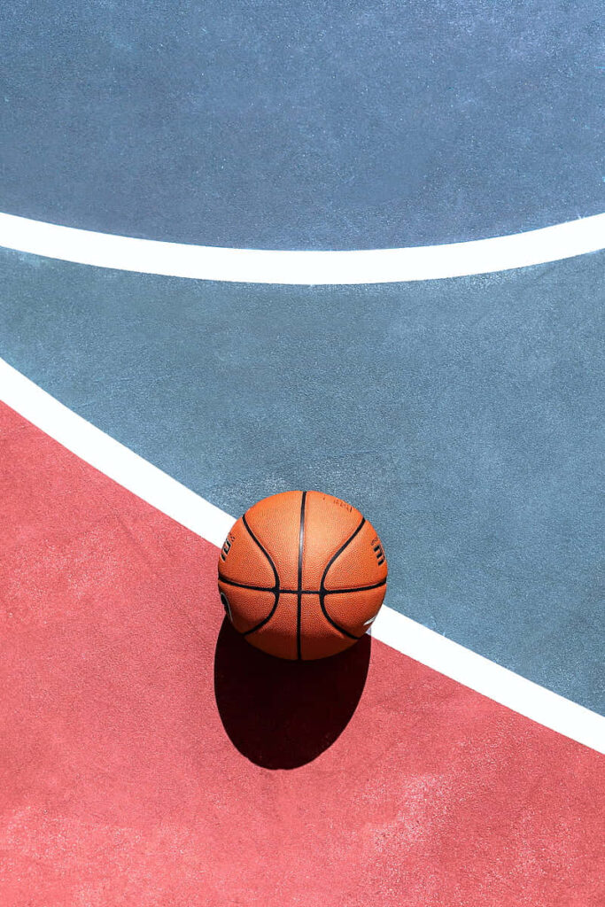 Vibrant Basketball Wallpaper: Court Design with Bold Red & Blue