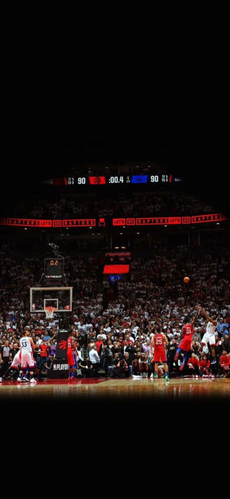 Vibrant Basketball Game Wallpaper – Intense Court Moment Background