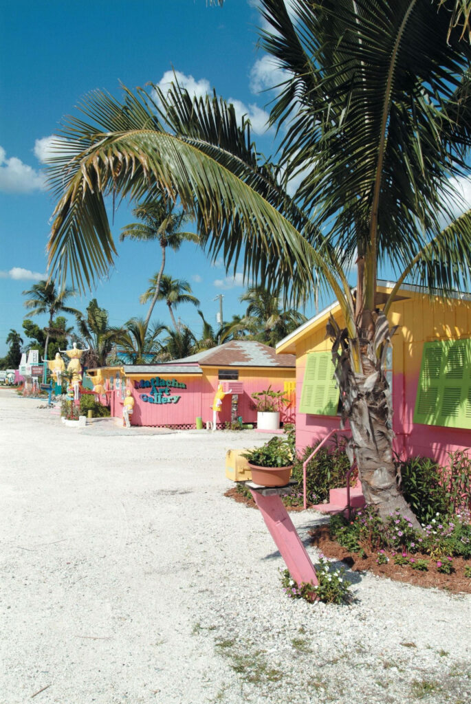 Colorful Beach Paradise Wallpaper with Palm Trees & Blue Sky