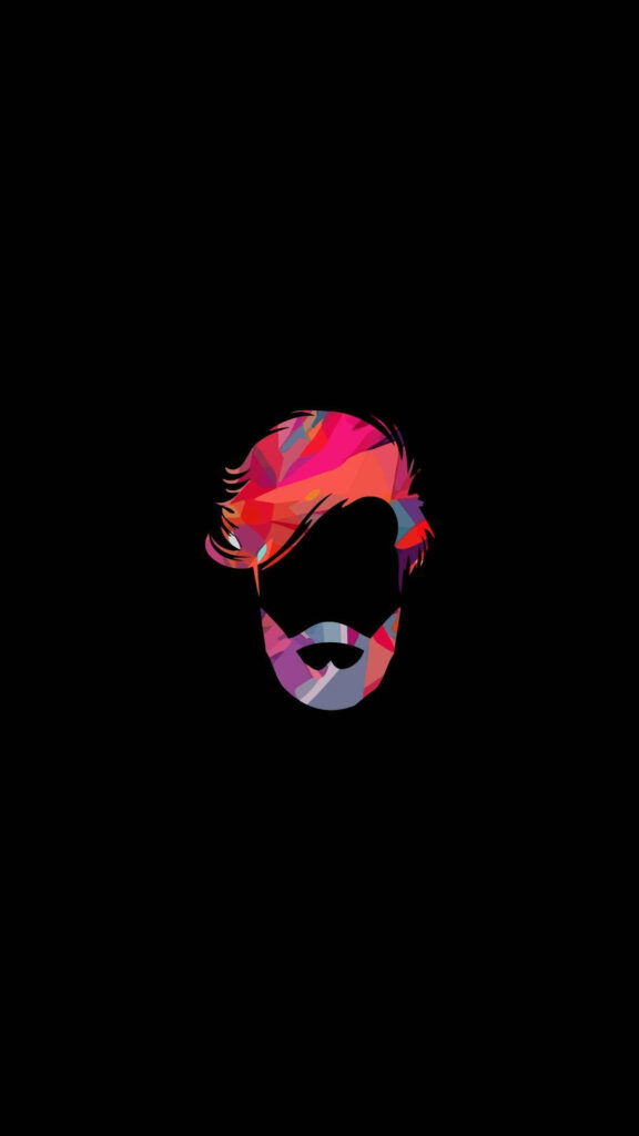 Vibrant Abstract Bearded Face Wallpaper on Black Background
