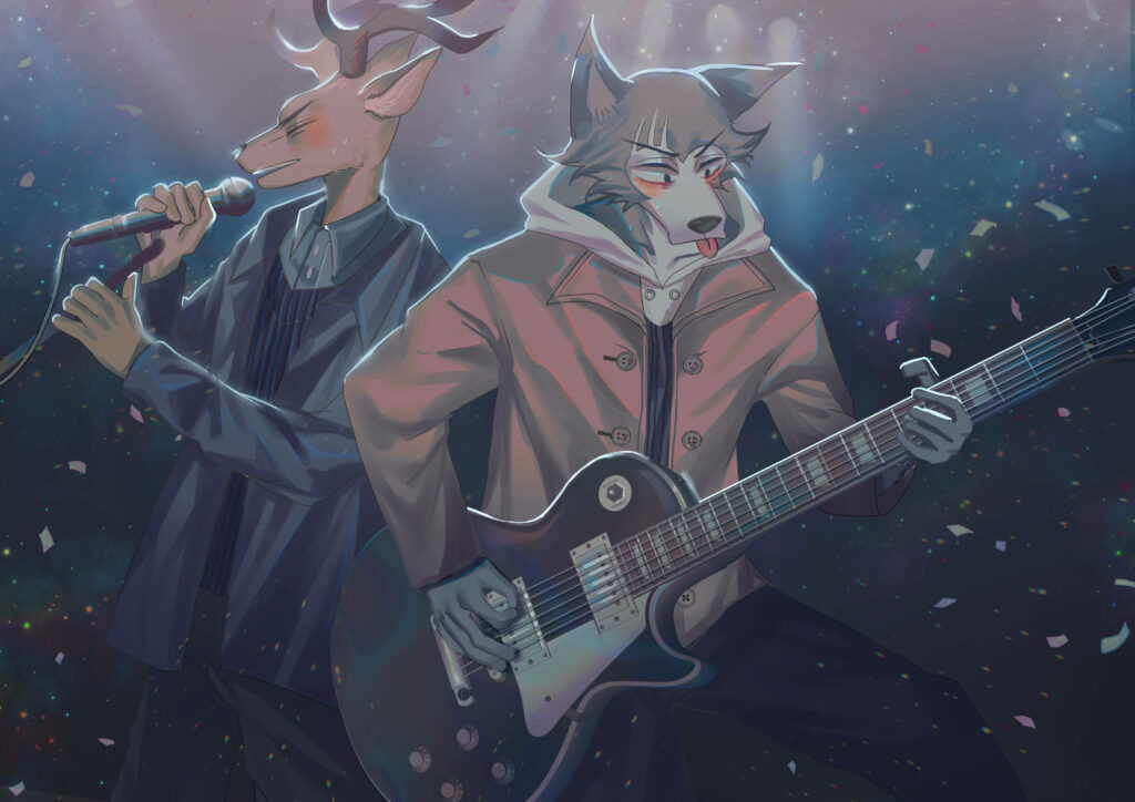 Louis & Legosi Band Wallpaper: Dynamic Stage Art from Beastars