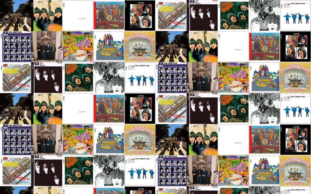 Vibrant Beatles Album Covers Collage - Iconic Music Journey Wallpaper