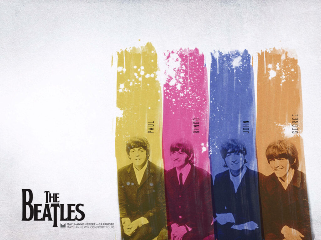 Vibrant Beatles Wallpaper: Colorful Vertical Streaks & Minimalist Design