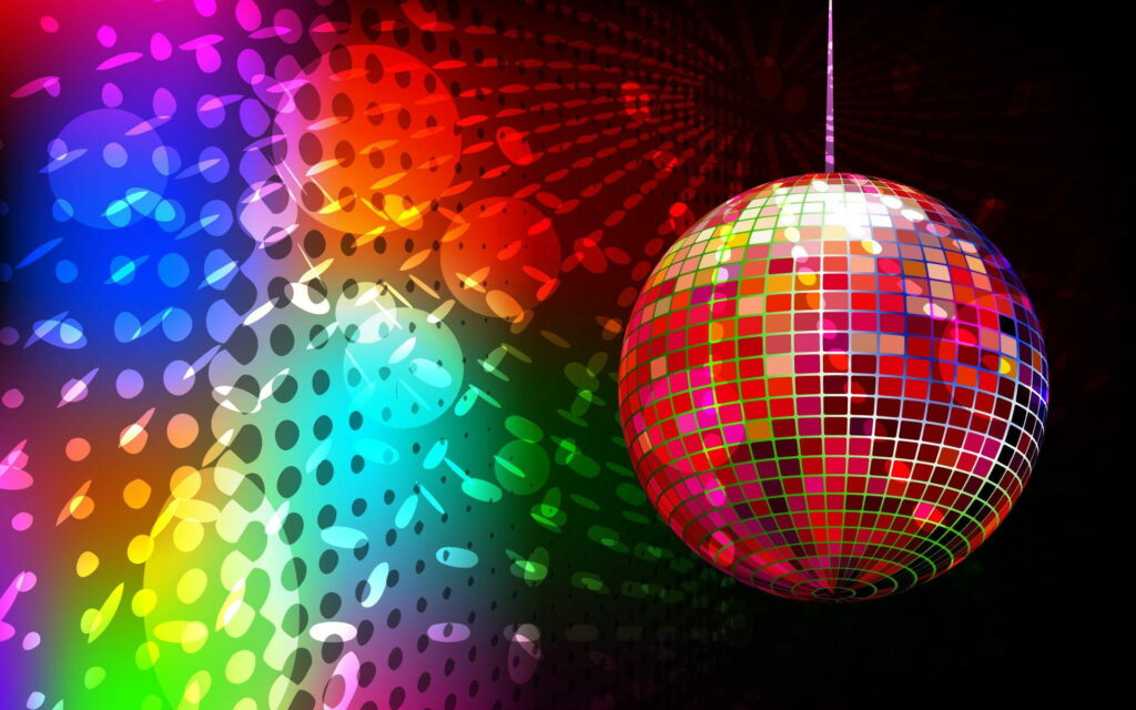 Groovy Neon Extravaganza: Vibrant Disco Party Delight Wall Art Wallpaper