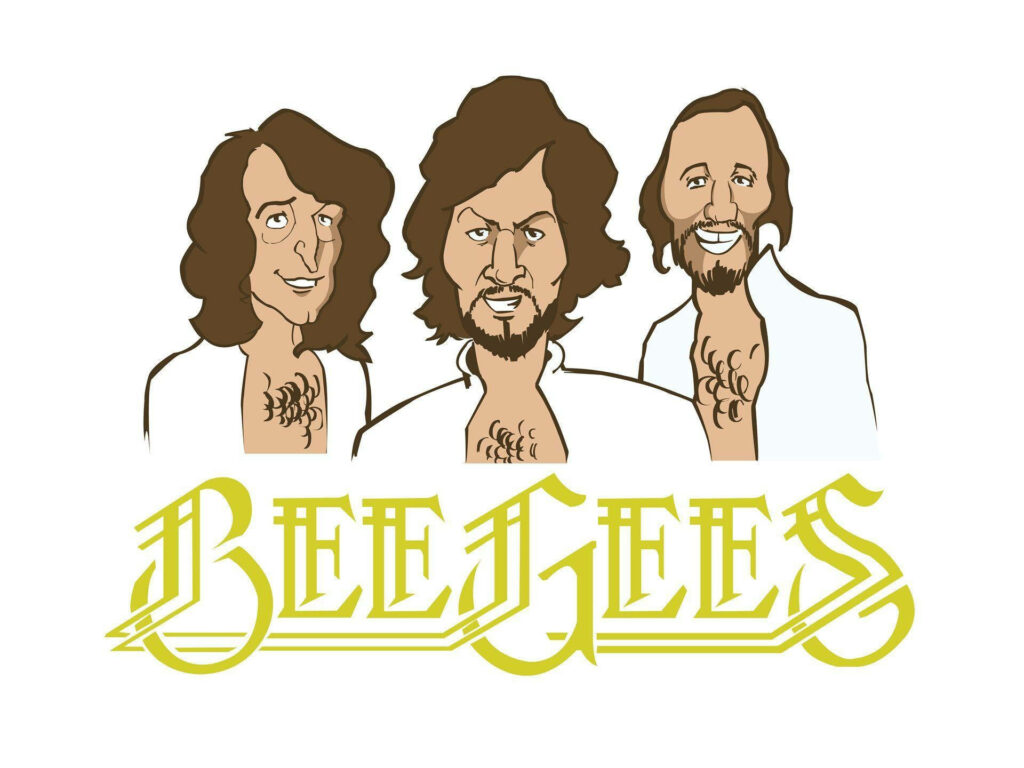 Vibrant Bee Gees Vector Art Wallpaper with Iconic Cartoon Styles