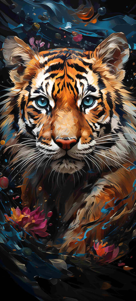 Vibrant Bengal Tiger Wallpaper: Colorful Abstract Art Background