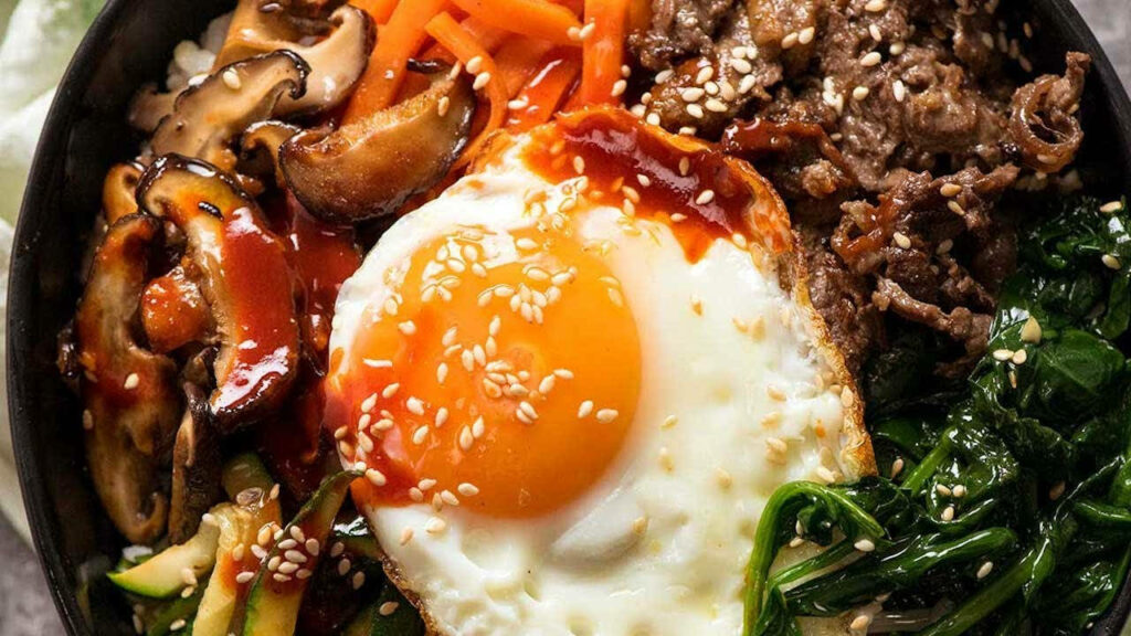 Vibrant Bibimbap Wallpaper: Colorful Korean Cuisine Delight