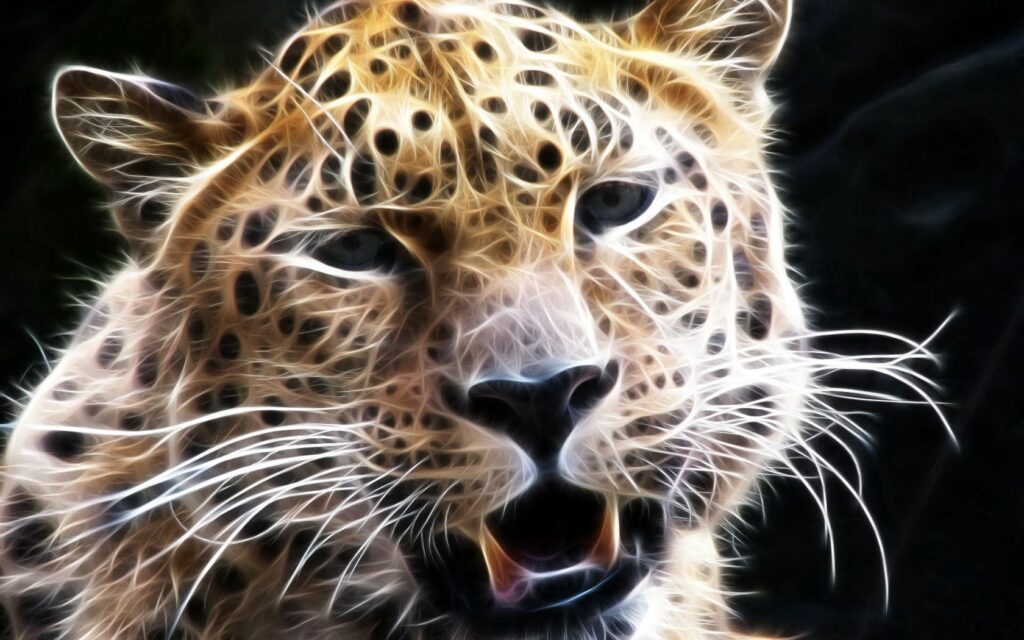 Vibrant Big Cat Wallpaper: Electrifying Close-Up on Dark Background