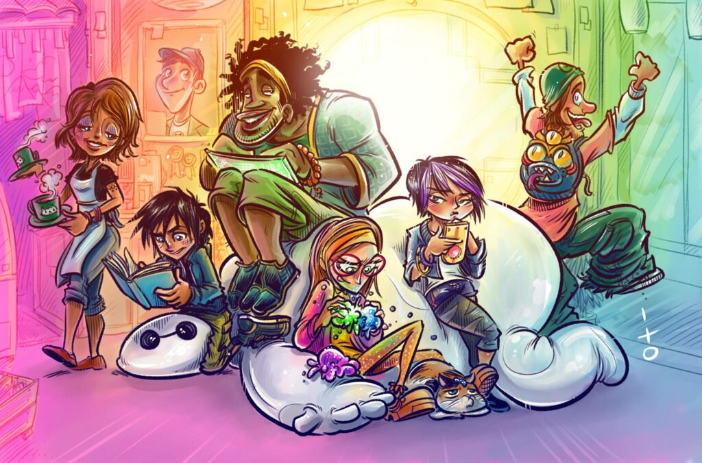 Vibrant Big Hero 6 Wallpaper: Colorful Characters in Action