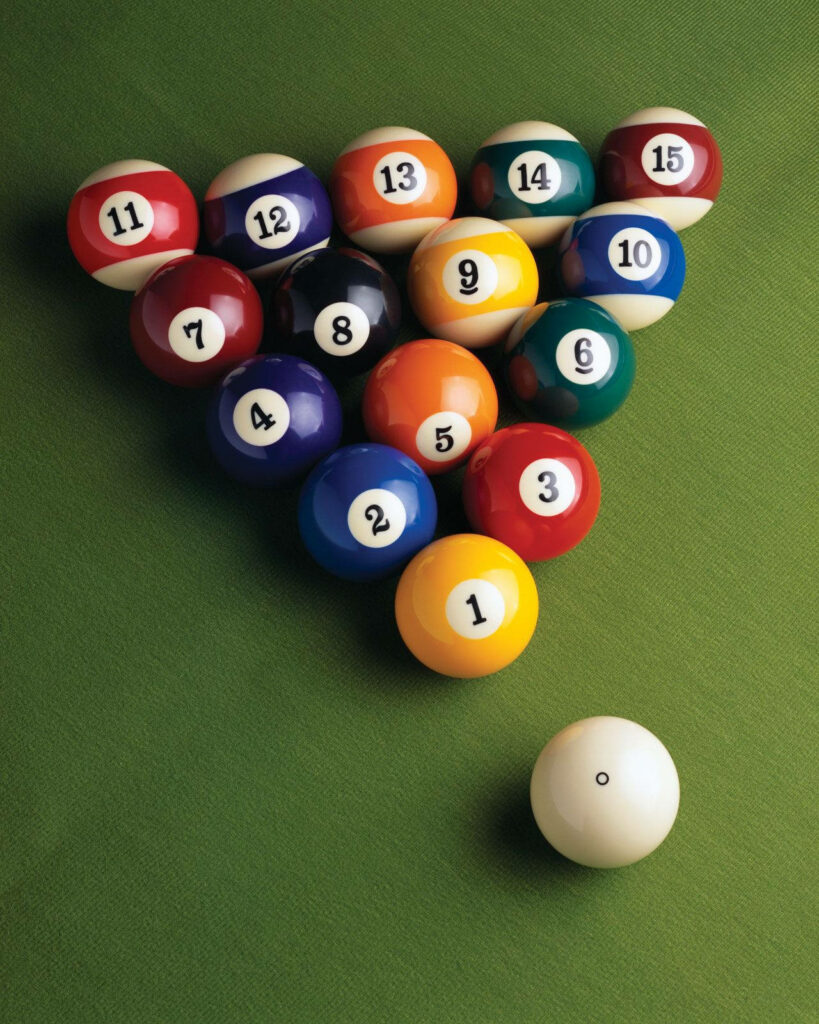 Classic Billiards Triangle Wallpaper on Green Table | HD Background