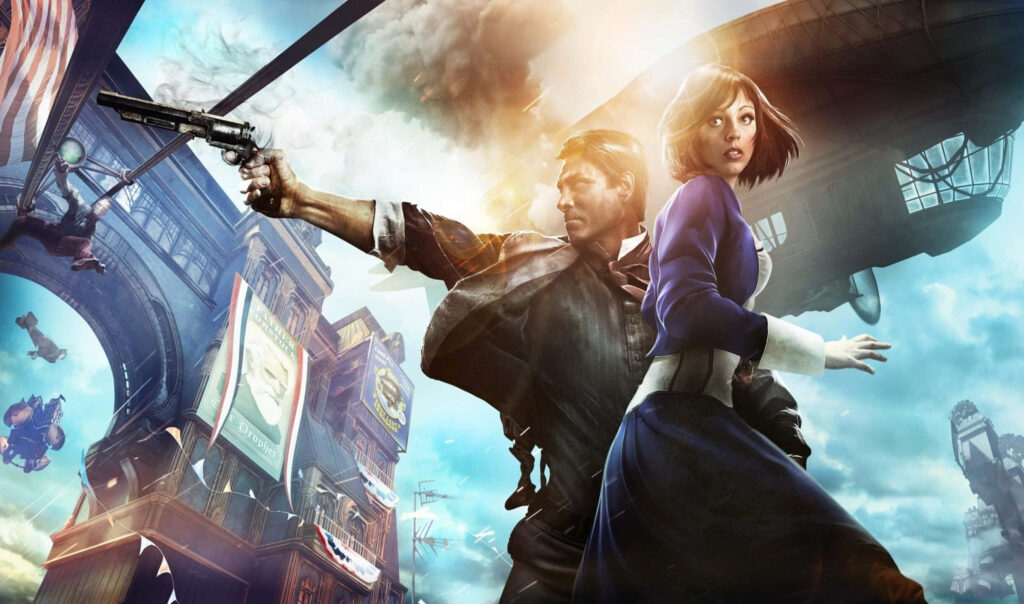 Vibrant BioShock Infinite Wallpaper: Booker & Elizabeth in Columbia