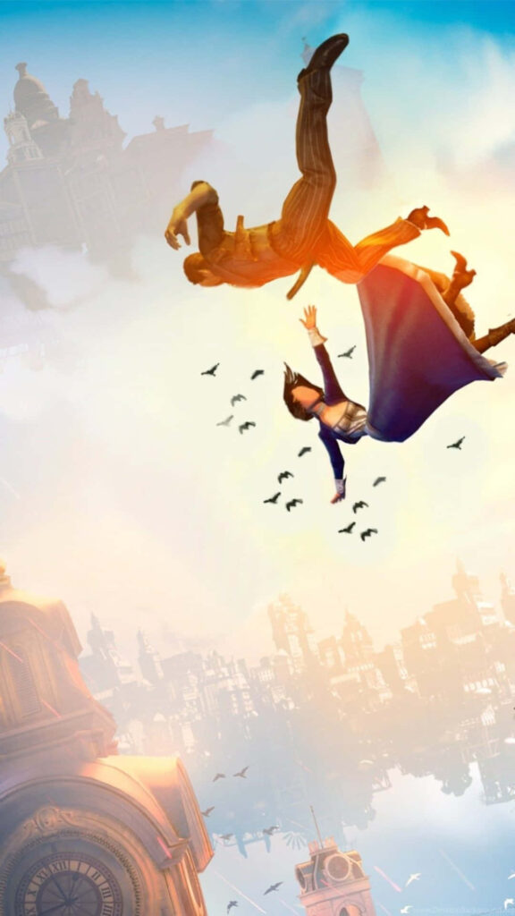 Stunning Bioshock Infinite Wallpaper: Booker & Elizabeth in Freefall