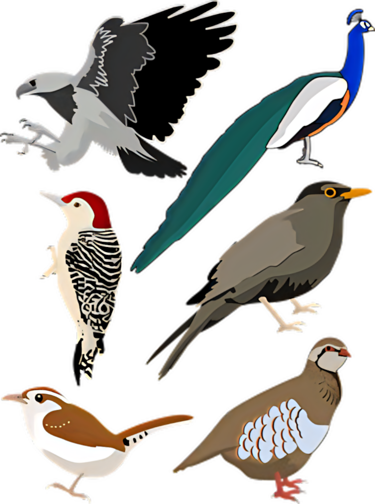Vibrant Vector Bird Illustrations - Unique Patterns & Colors Wallpaper