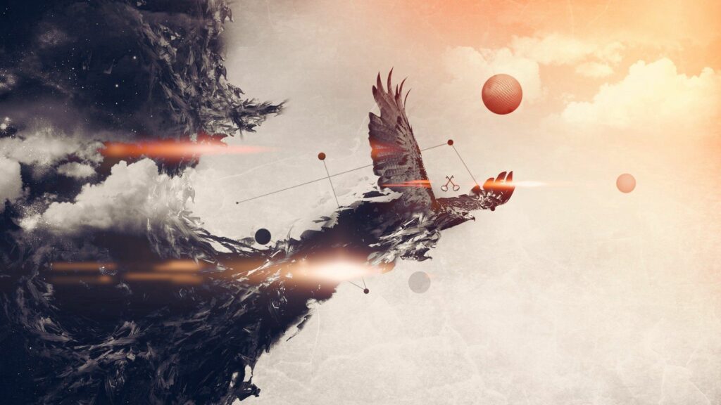 Vibrant Bird in Flight: Artistic 1920x1080 Abstract Wallpaper