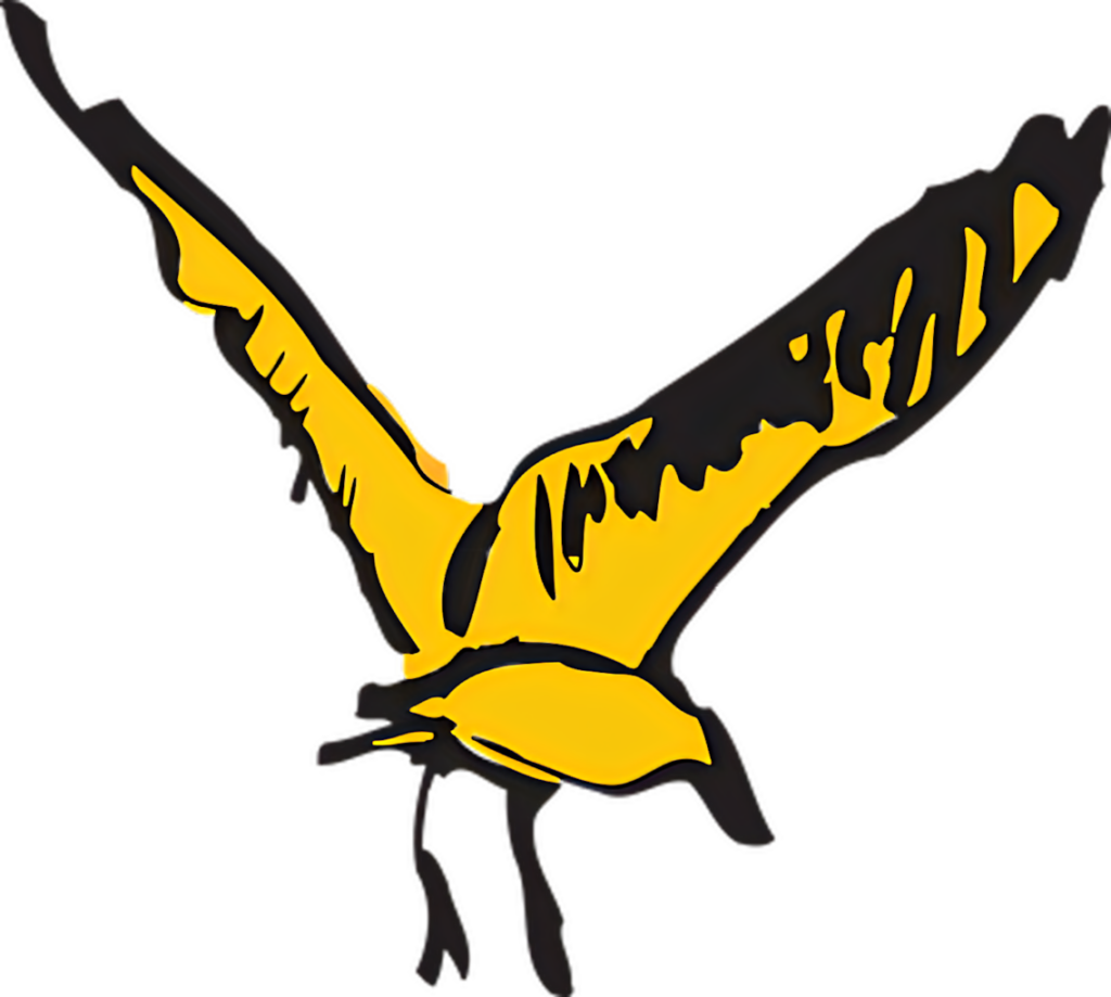 Vibrant Bird in Flight Wallpaper - Artistic Yellow & Black Design
